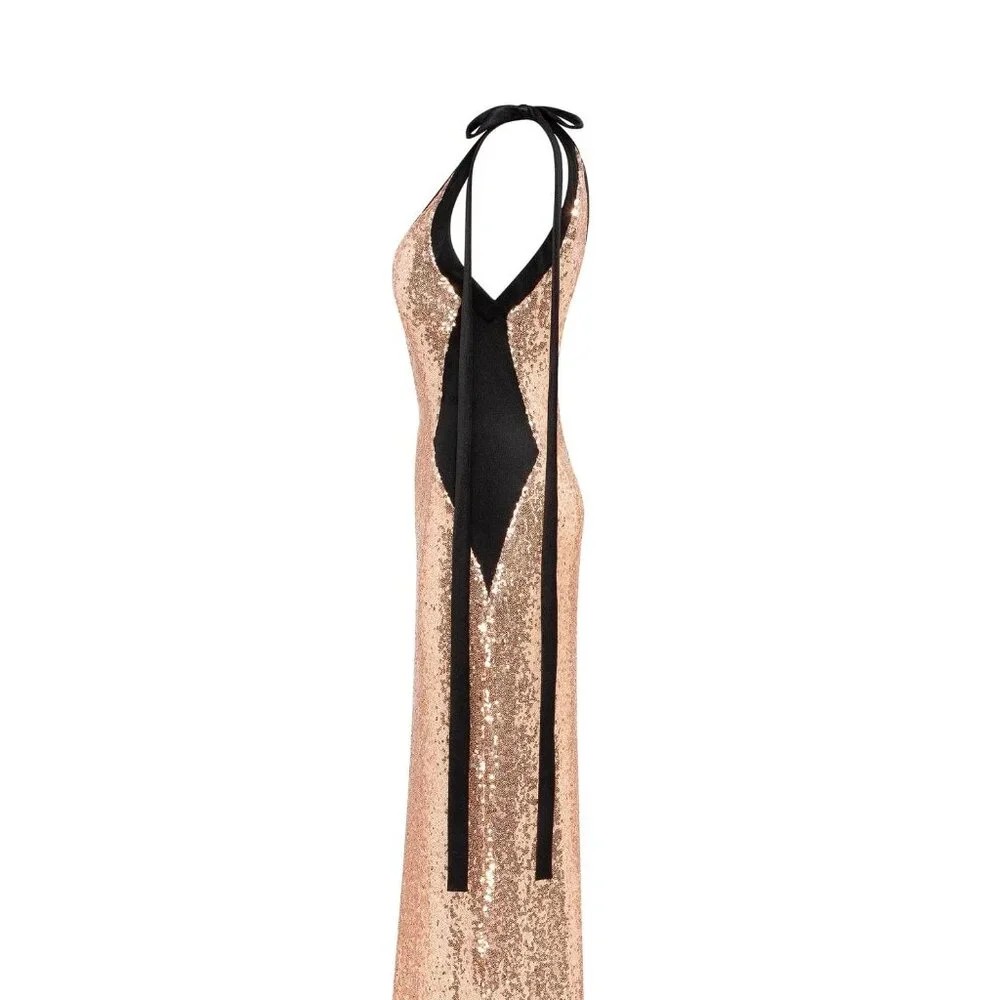 Milla, itsmilla bizzare fully sequined tie-straps gold maxi dress, Smoky Quartz - Picture 8 of 12